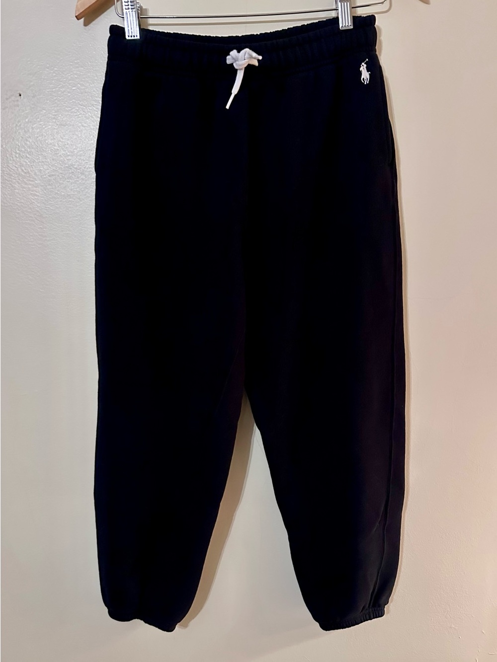 Ralph Lauren Black Sweatpants with White Pony Logo